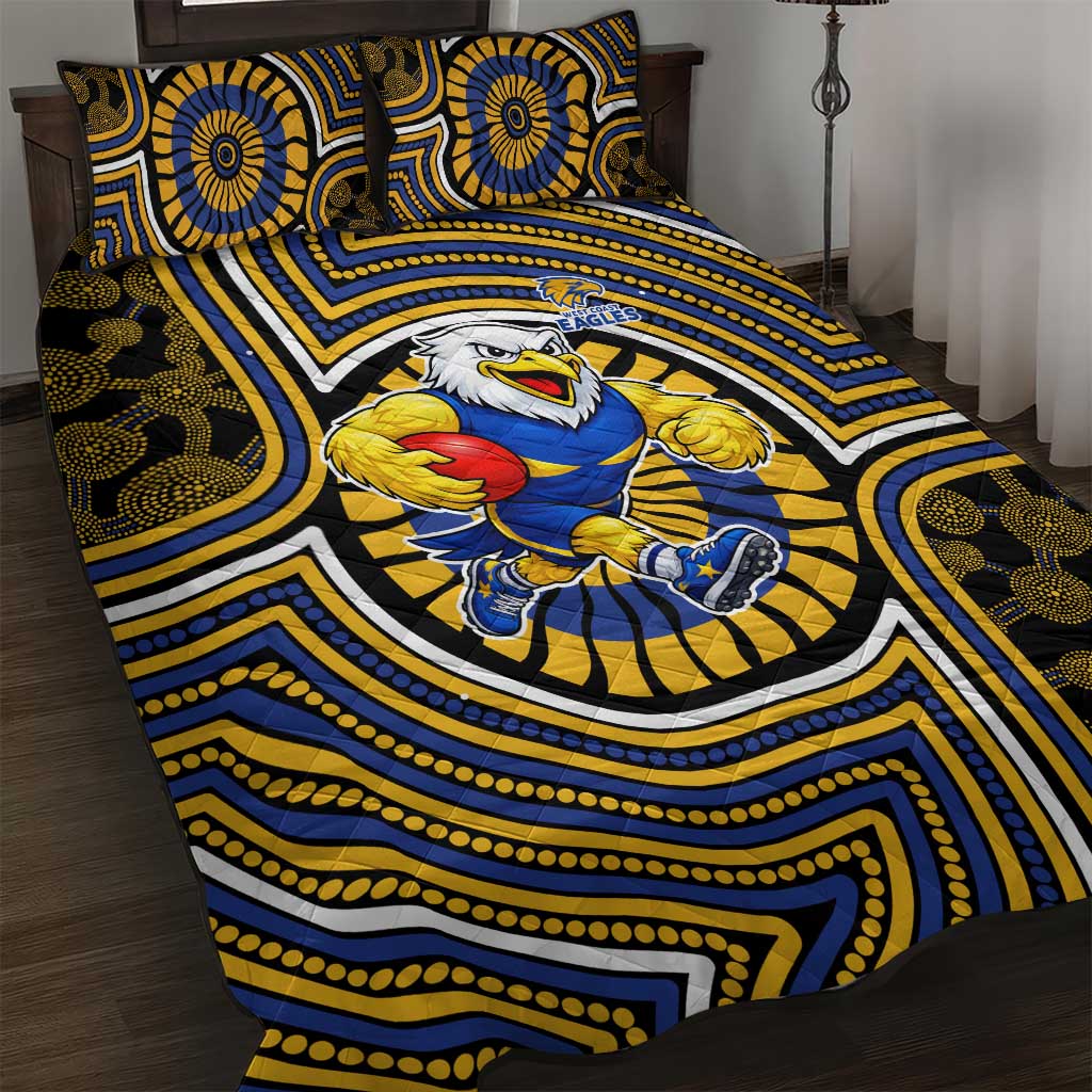 West Coast Eagles Quilt Bed Set Indigenous Monochrome Dot Art Mascot Style