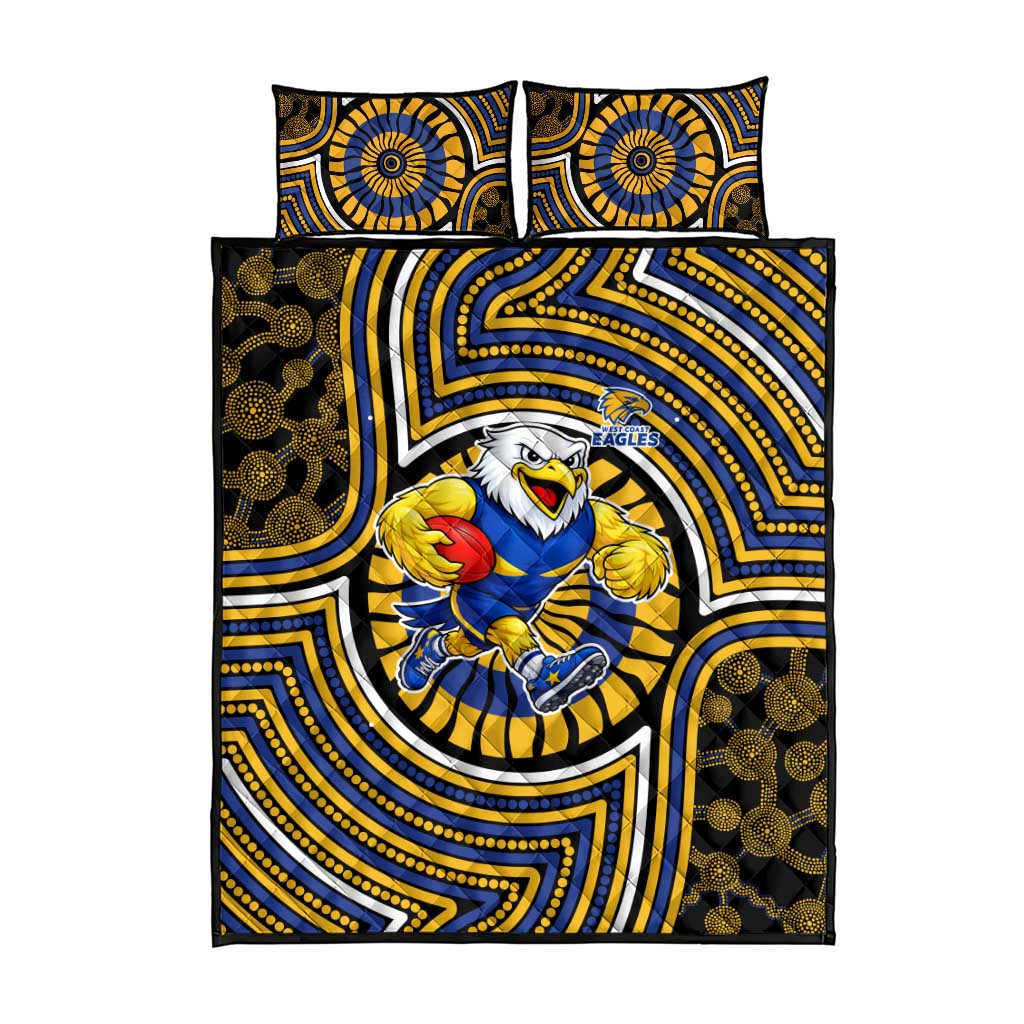 West Coast Eagles Quilt Bed Set Indigenous Monochrome Dot Art Mascot Style