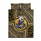 West Coast Eagles Quilt Bed Set Indigenous Monochrome Dot Art Mascot Style