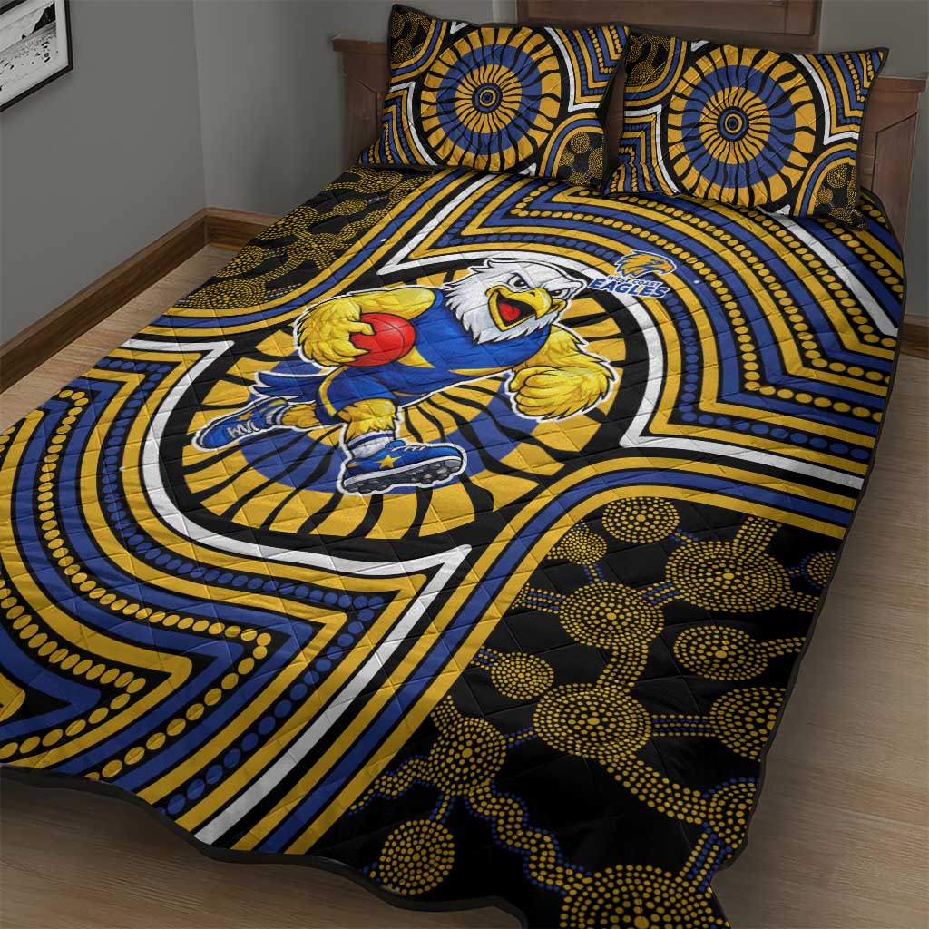 West Coast Eagles Quilt Bed Set Indigenous Monochrome Dot Art Mascot Style