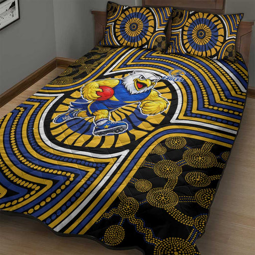 West Coast Eagles Quilt Bed Set Indigenous Monochrome Dot Art Mascot Style