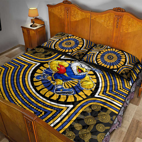 West Coast Eagles Quilt Bed Set Indigenous Monochrome Dot Art Mascot Style