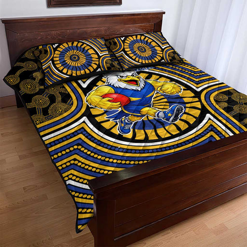 West Coast Eagles Quilt Bed Set Indigenous Monochrome Dot Art Mascot Style