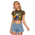 West Coast Eagles Raglan Cropped T Shirt Indigenous Monochrome Dot Art Mascot Style