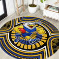 West Coast Eagles Round Carpet Indigenous Monochrome Dot Art Mascot Style