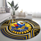 West Coast Eagles Round Carpet Indigenous Monochrome Dot Art Mascot Style