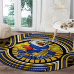 West Coast Eagles Round Carpet Indigenous Monochrome Dot Art Mascot Style