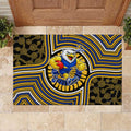 West Coast Eagles Rubber Doormat Indigenous Monochrome Dot Art Mascot Style