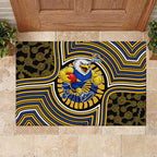 West Coast Eagles Rubber Doormat Indigenous Monochrome Dot Art Mascot Style