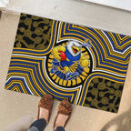 West Coast Eagles Rubber Doormat Indigenous Monochrome Dot Art Mascot Style
