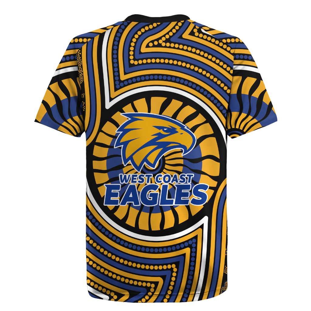 West Coast Eagles Rugby Jersey Indigenous Monochrome Dot Art Mascot Style