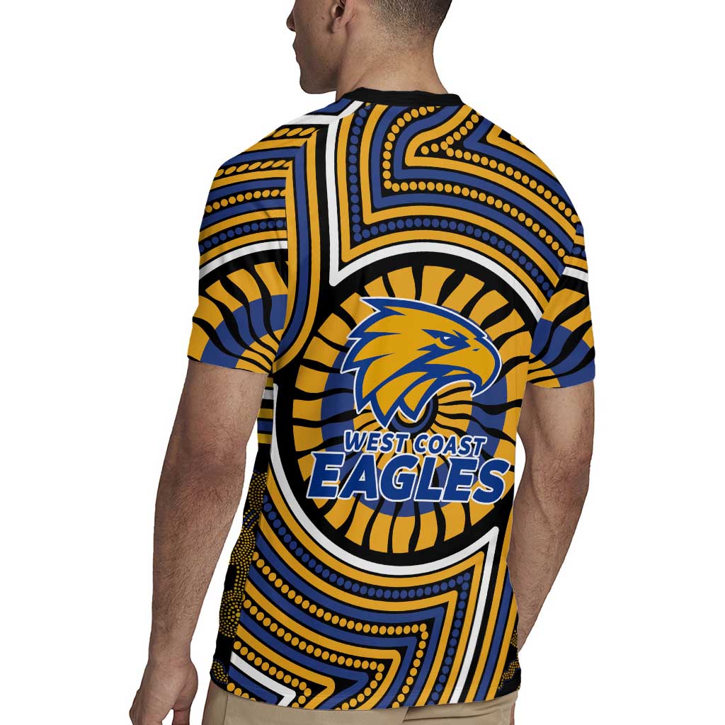West Coast Eagles Rugby Jersey Indigenous Monochrome Dot Art Mascot Style
