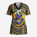 West Coast Eagles Scrub Top Indigenous Monochrome Dot Art Mascot Style