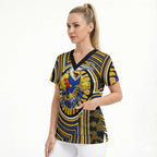 West Coast Eagles Scrub Top Indigenous Monochrome Dot Art Mascot Style
