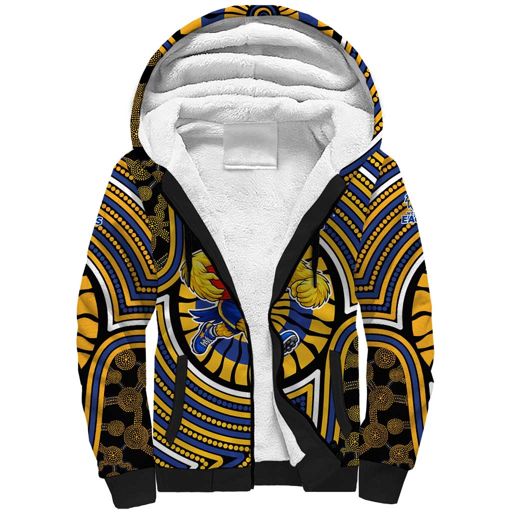 West Coast Eagles Sherpa Hoodie Indigenous Monochrome Dot Art Mascot Style
