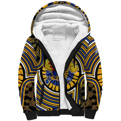 West Coast Eagles Sherpa Hoodie Indigenous Monochrome Dot Art Mascot Style