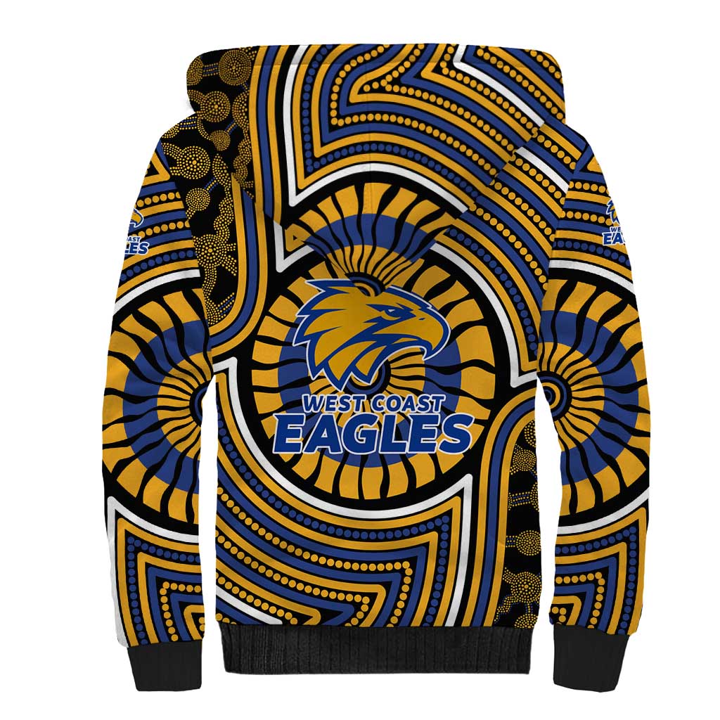West Coast Eagles Sherpa Hoodie Indigenous Monochrome Dot Art Mascot Style