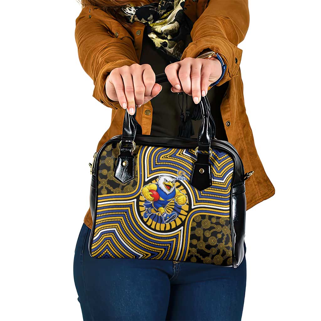 West Coast Eagles Shoulder Handbag Indigenous Monochrome Dot Art Mascot Style