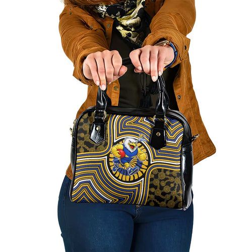 West Coast Eagles Shoulder Handbag Indigenous Monochrome Dot Art Mascot Style