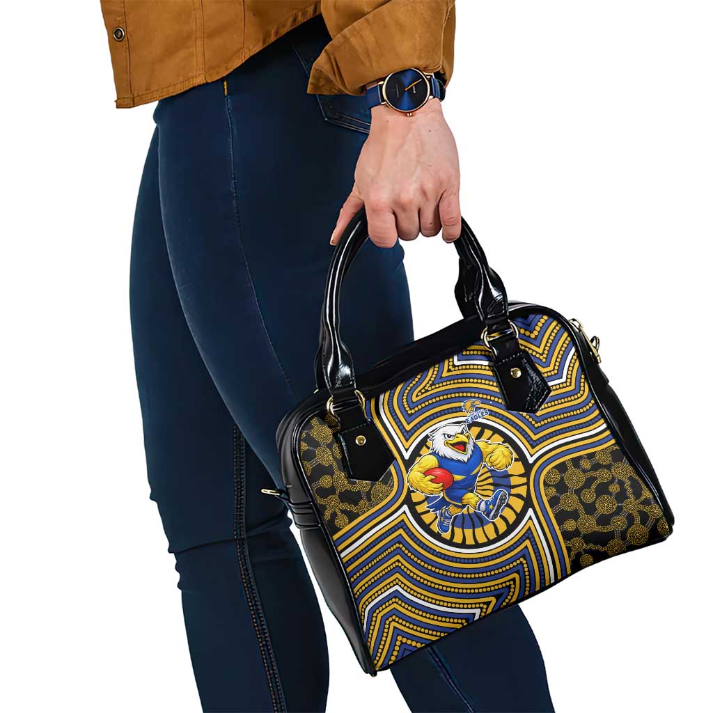 West Coast Eagles Shoulder Handbag Indigenous Monochrome Dot Art Mascot Style