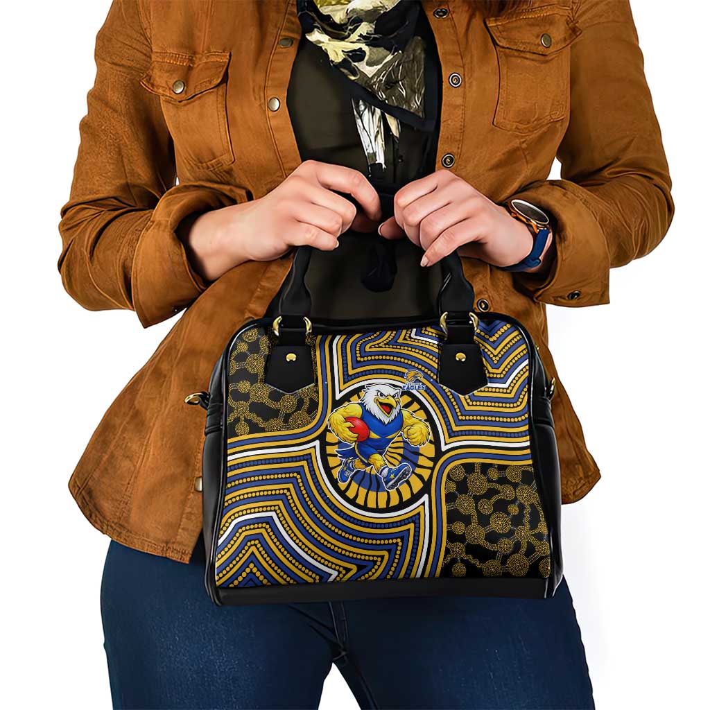 West Coast Eagles Shoulder Handbag Indigenous Monochrome Dot Art Mascot Style