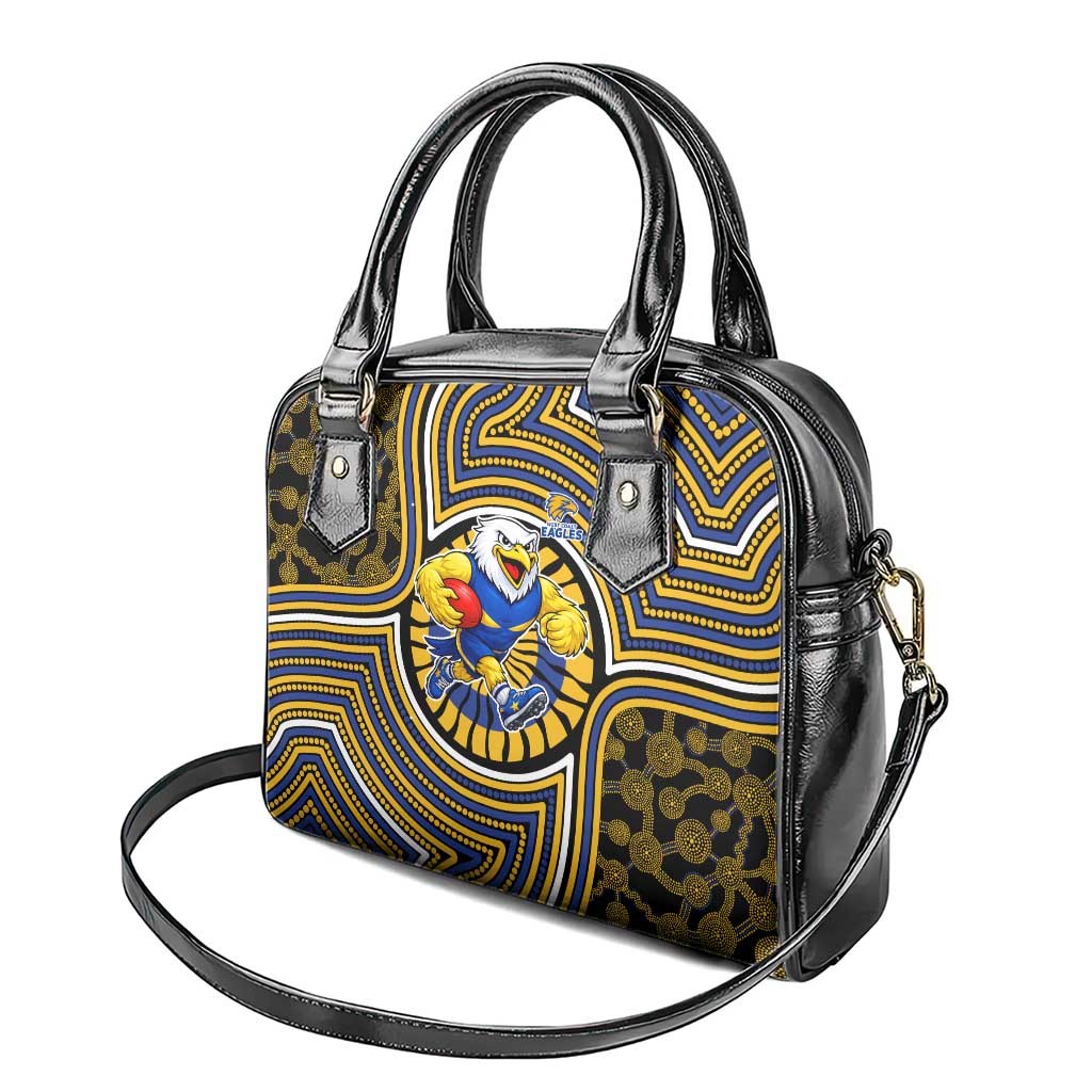 West Coast Eagles Shoulder Handbag Indigenous Monochrome Dot Art Mascot Style