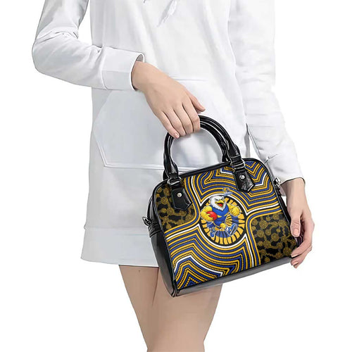 West Coast Eagles Shoulder Handbag Indigenous Monochrome Dot Art Mascot Style
