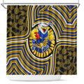 West Coast Eagles Shower Curtain Indigenous Monochrome Dot Art Mascot Style
