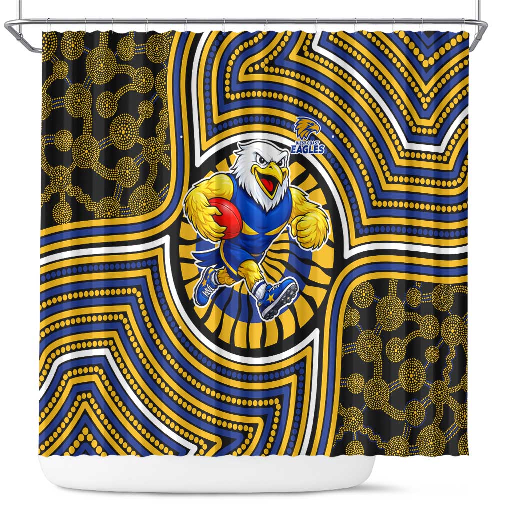West Coast Eagles Shower Curtain Indigenous Monochrome Dot Art Mascot Style