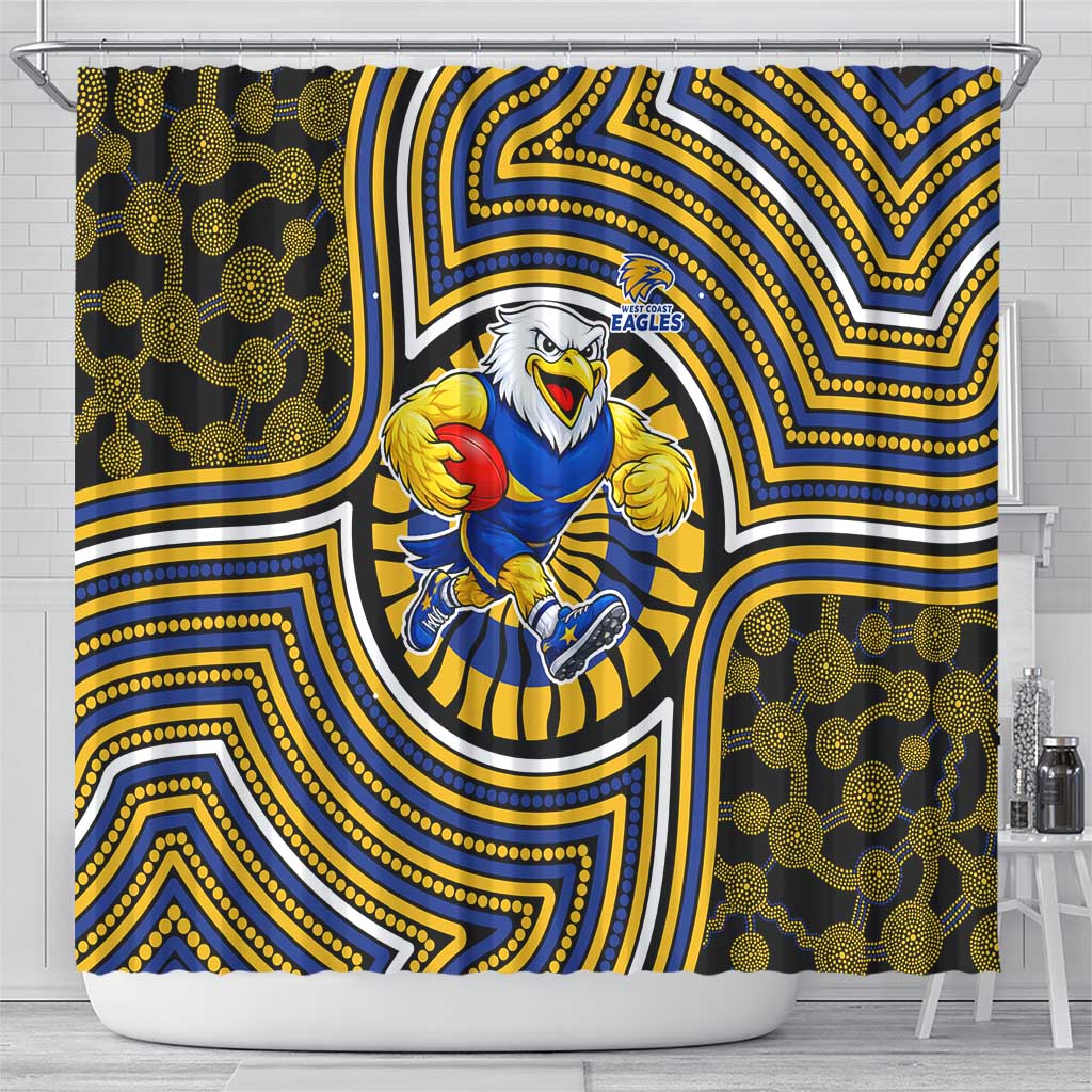 West Coast Eagles Shower Curtain Indigenous Monochrome Dot Art Mascot Style