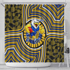 West Coast Eagles Shower Curtain Indigenous Monochrome Dot Art Mascot Style