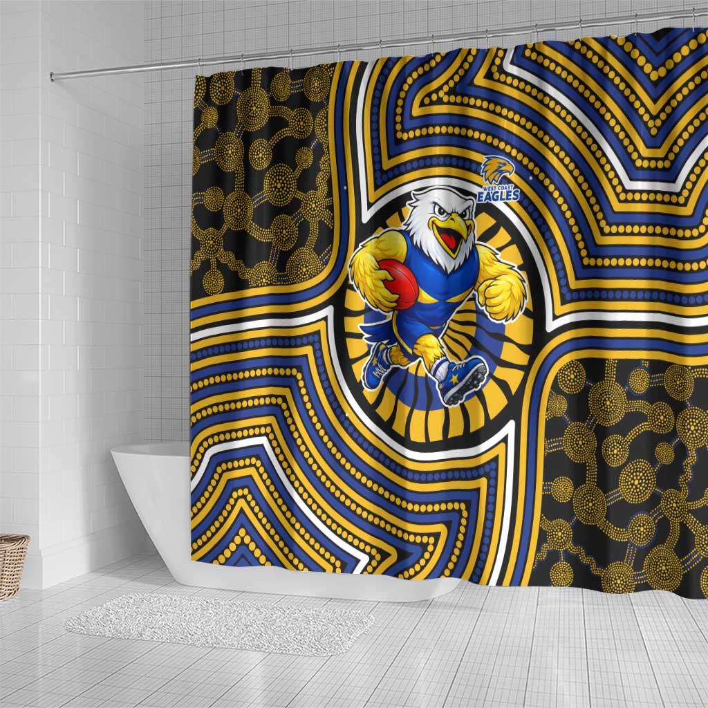 West Coast Eagles Shower Curtain Indigenous Monochrome Dot Art Mascot Style