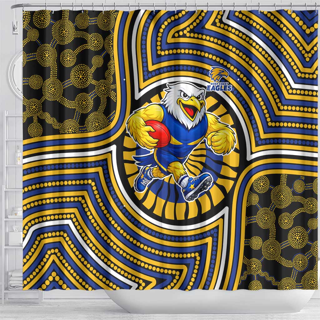 West Coast Eagles Shower Curtain Indigenous Monochrome Dot Art Mascot Style