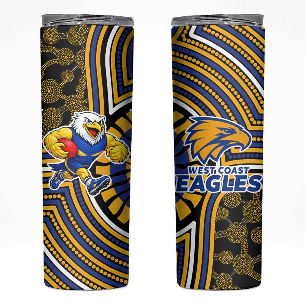 West Coast Eagles Skinny Tumbler Indigenous Monochrome Dot Art Mascot Style