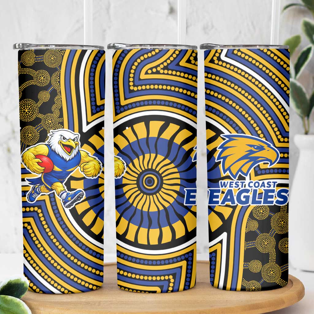 West Coast Eagles Skinny Tumbler Indigenous Monochrome Dot Art Mascot Style