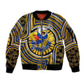 West Coast Eagles Sleeve Zip Bomber Jacket Indigenous Monochrome Dot Art Mascot Style