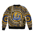 West Coast Eagles Sleeve Zip Bomber Jacket Indigenous Monochrome Dot Art Mascot Style
