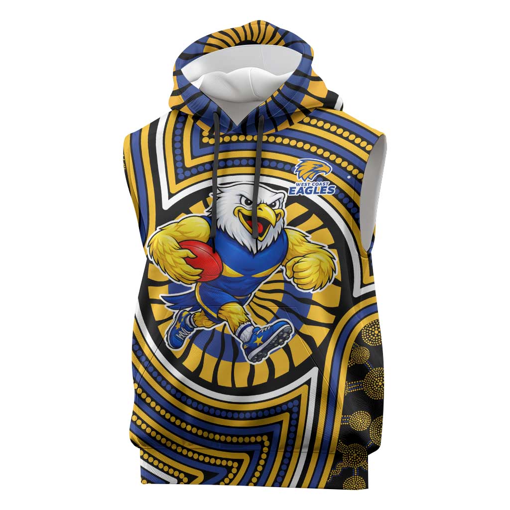 West Coast Eagles Sleeveless Hoodie Indigenous Monochrome Dot Art Mascot Style