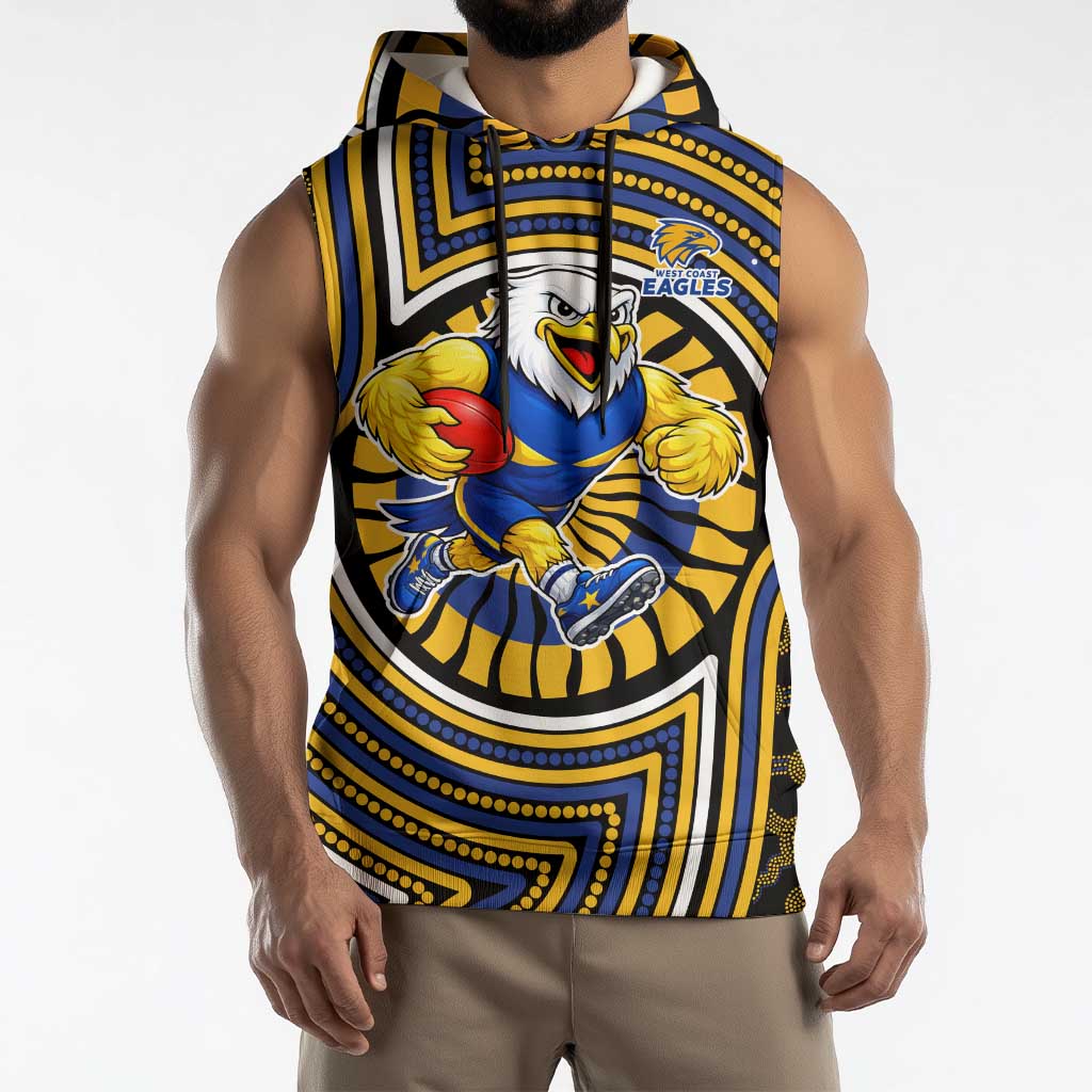 West Coast Eagles Sleeveless Hoodie Indigenous Monochrome Dot Art Mascot Style