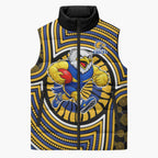 West Coast Eagles Sleeveless Puffer Jacket Indigenous Monochrome Dot Art Mascot Style