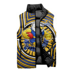 West Coast Eagles Sleeveless Puffer Jacket Indigenous Monochrome Dot Art Mascot Style