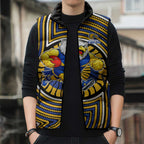 West Coast Eagles Sleeveless Puffer Jacket Indigenous Monochrome Dot Art Mascot Style