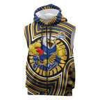 West Coast Eagles Sleeveless Zip Hoodie Indigenous Monochrome Dot Art Mascot Style
