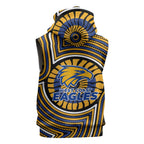 West Coast Eagles Sleeveless Zip Hoodie Indigenous Monochrome Dot Art Mascot Style
