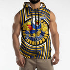 West Coast Eagles Sleeveless Zip Hoodie Indigenous Monochrome Dot Art Mascot Style