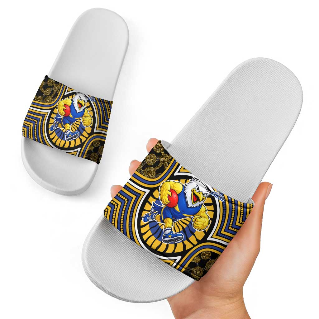 West Coast Eagles Slide Sandals Indigenous Monochrome Dot Art Mascot Style