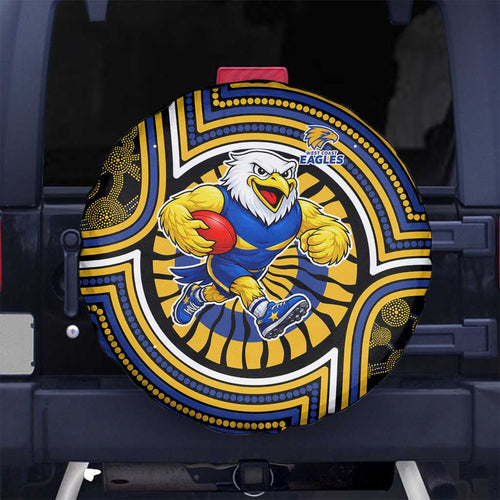 West Coast Eagles Spare Tire Cover Indigenous Monochrome Dot Art Mascot Style