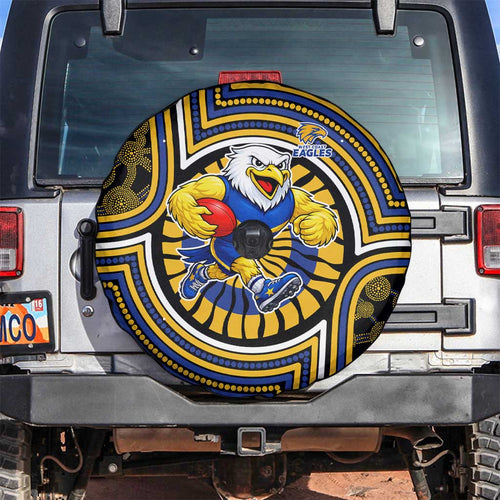 West Coast Eagles Spare Tire Cover Indigenous Monochrome Dot Art Mascot Style