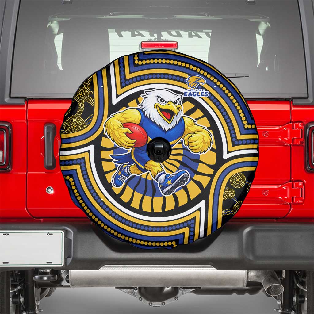 West Coast Eagles Spare Tire Cover Indigenous Monochrome Dot Art Mascot Style