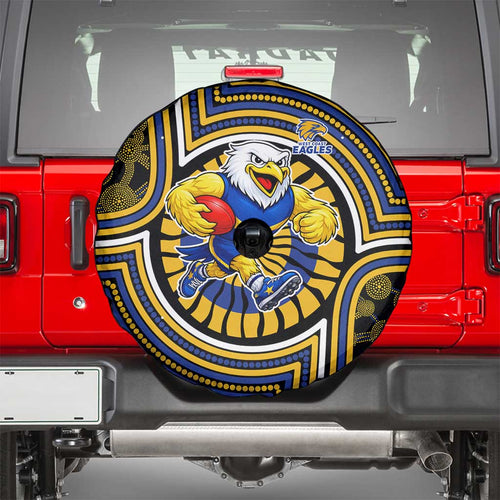 West Coast Eagles Spare Tire Cover Indigenous Monochrome Dot Art Mascot Style